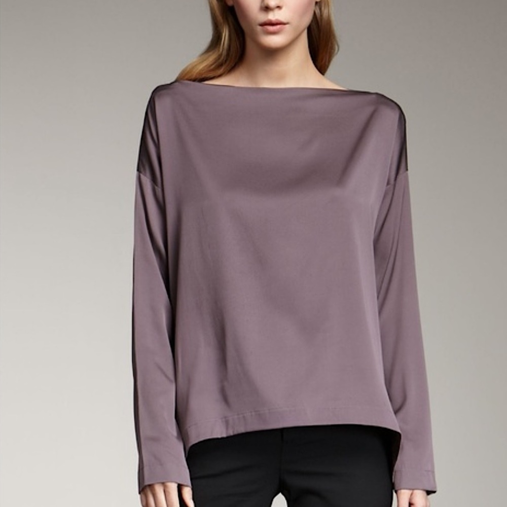 Vince Boat Neck Purple Silk Blouse Size M